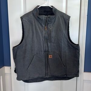Carhartt Men's Washed Duck Sherpa-Lined Mock-Neck Vest size 2XL